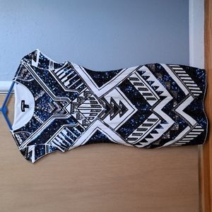 Express Sparkly White and Blue Dress Size XS